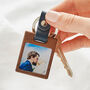 Personalised Wooden Photo Keyring With Leather Strap, thumbnail 2 of 4
