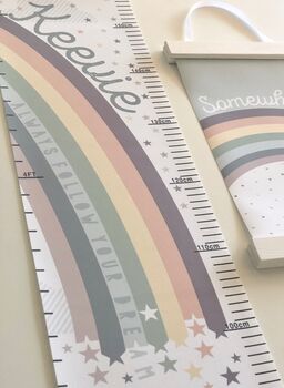 Personalised Rainbow And Stars Canvas Height Chart, 5 of 9