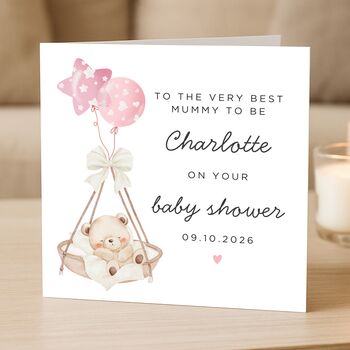 Personalised Pink Baby Shower Card For Mummy To Be, 4 of 8