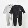 Moon And Star Personalised Baby Sleepsuit, thumbnail 2 of 12