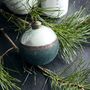 Green Stripe Glitter Glass Bauble Set Of Two, thumbnail 1 of 4