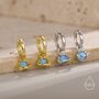 Sterling Silver Blue Opal Planet And Star Huggie Hoop Earrings, thumbnail 1 of 12