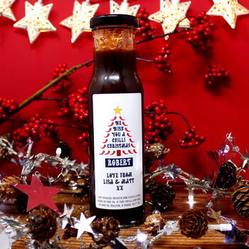 'Chilli Christmas' Personalised Chilli Sauce Gift Set, 3 of 7