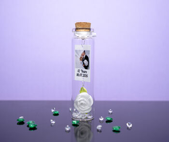 Personalised 12th Silk Anniversary Small Photo Keepsake Gift Rose, 3 of 3