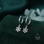 Snowflake Huggie Hoop In Sterling Silver, thumbnail 1 of 10
