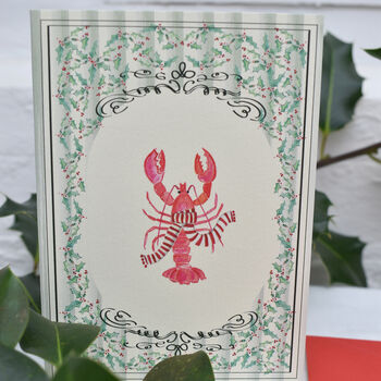 Festive Lobster And Holly Card, 4 of 5