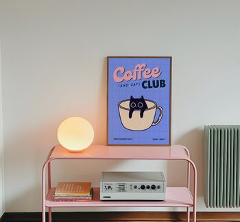 Coffee Cat Club Wall Art Print, 2 of 5