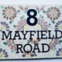 Rectangle Floral Mosaic House Door Number Road Name Sign, thumbnail 3 of 4