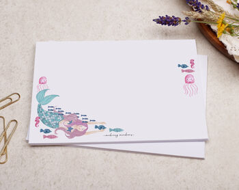 A5 Personalised Children's Stationery Set Gift With Mermaid Design, 6 of 9