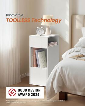 Slim Bedside Table Storage Drawer Shelf, 3 of 7