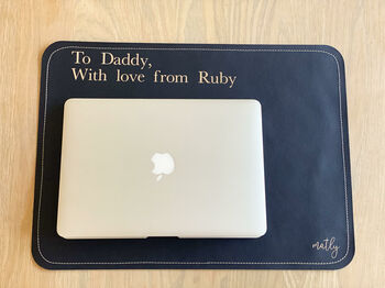 Personalised Laptop And Desk Mat In Vegan Leather, 2 of 9