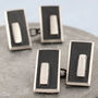 Double Sided Chain Cufflinks. Black Rectangle Cufflinks, thumbnail 1 of 11