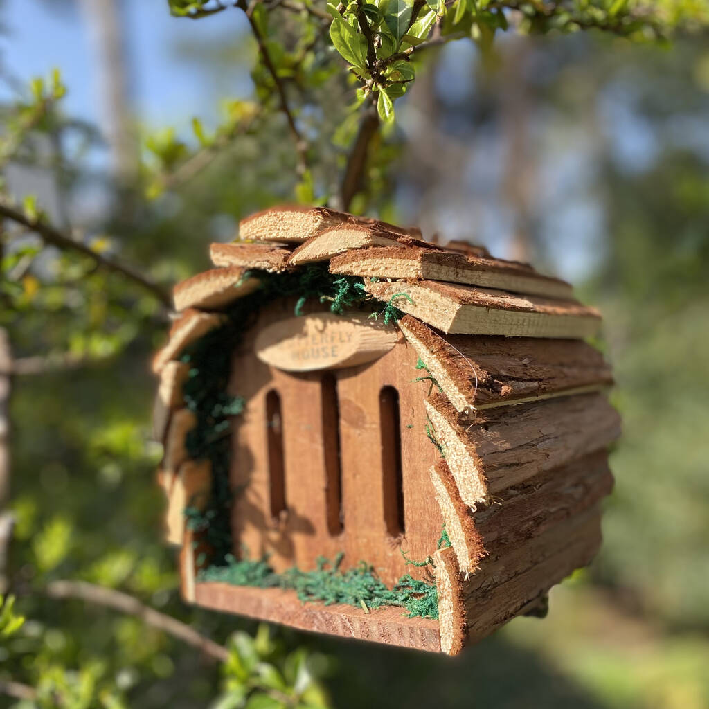 original wooden bee hotel butterfly house set