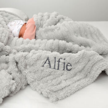 Personalised Grey Textured Fluffy Baby Blanket, 3 of 8