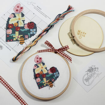 Cross Stitch, Floral Heart Kit, 2 of 7