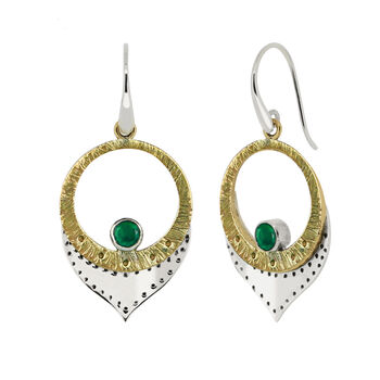 Sundar Green Onyx Silver Statement Earrings, 4 of 8