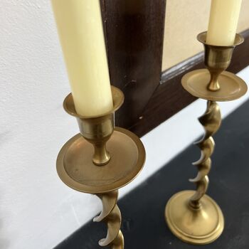 Pair Of Vintage Brass Barley Twist Candlesticks, 2 of 5