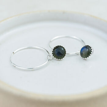 Sterling Silver Large Gemstone Hoop Earrings, 6 of 12