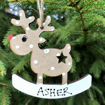 Personalised Rocking Reindeer Christmas Decoration, 4 of 4