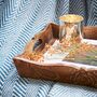 Fair Trade Hand Carved Natural Mango Wood Tea Tray, thumbnail 3 of 10