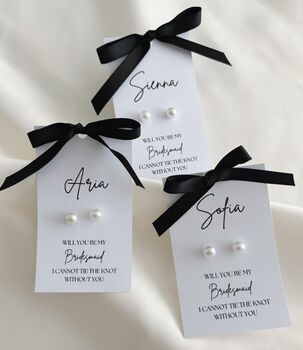 Personalised Pearl Earrings For Bridesmaid Proposal, 3 of 3