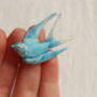 Blue Swallow Bird Brooch, thumbnail 3 of 7