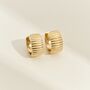 Ayla Chunky Ribbed Gold Hoop Earrings, thumbnail 2 of 6