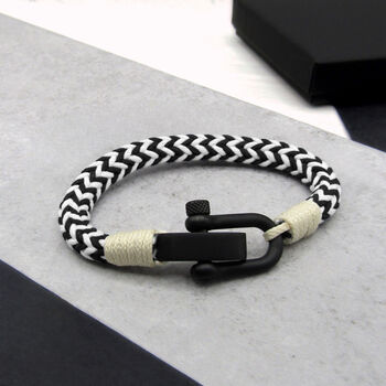 Men's Nautical Shackle And Thick Rope Bracelet, 3 of 6