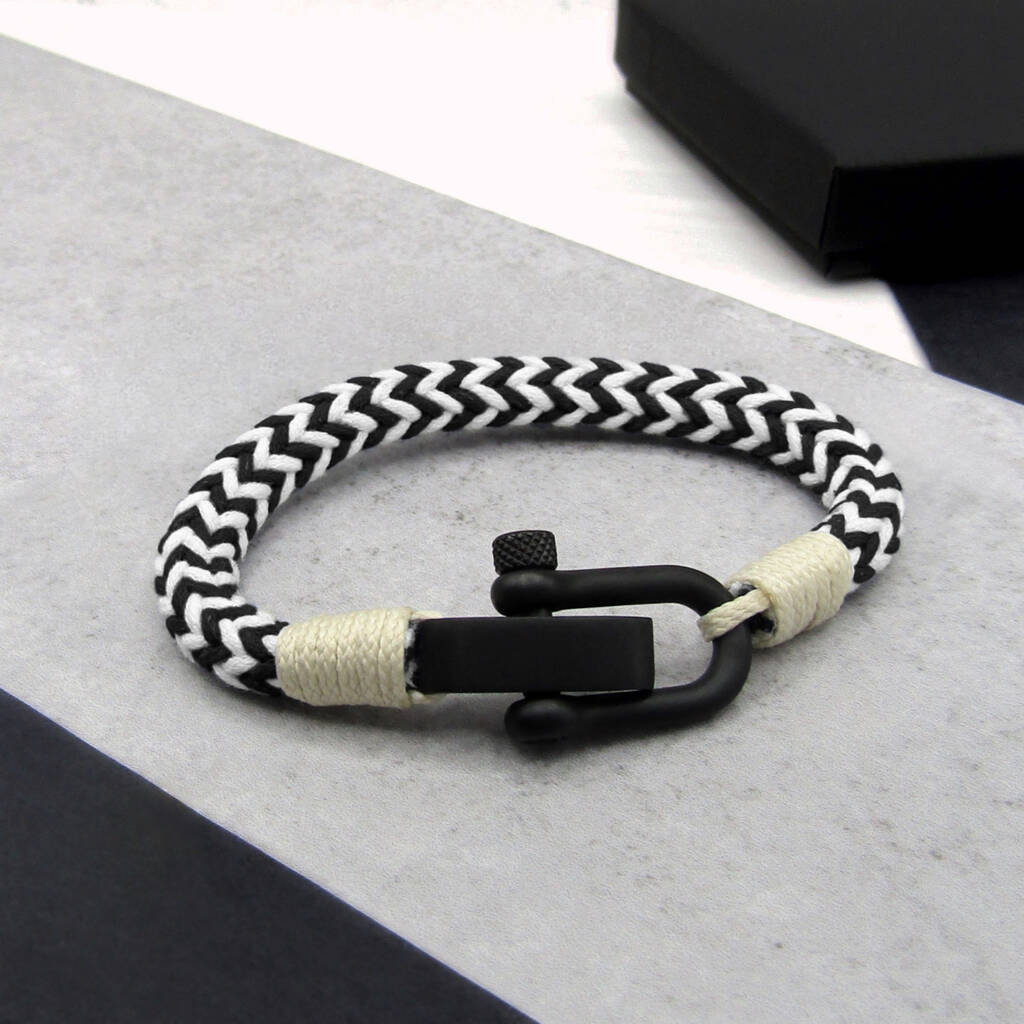 Men's Nautical Shackle And Thick Rope Bracelet By PARKER&CO