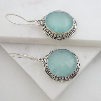 Large Faceted Chalcedony Earrings, 3 of 5