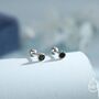 3mm Black Opal Screw Back Earrings In Sterling Silver, thumbnail 1 of 11