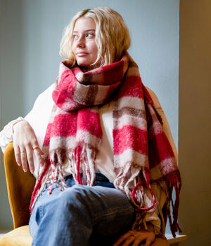 Personalised Poppy Checked Blanket Scarf, 3 of 4