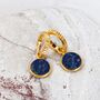 The Circle Lapis Lazuli Gemstone Earrings Gold Plated, thumbnail 1 of 5
