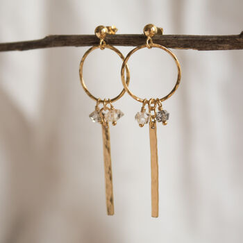 Gravity Earrings 14k Gold Filled And Herkimer Diamonds, 7 of 8