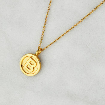 Gold / Silver Initial Letter And Gemstone Disc Necklace, 7 of 10