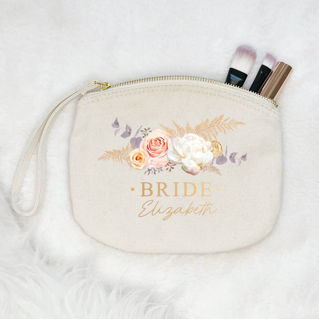 Bridal Party Pampas Personalised Wedding Make Up Bag, 1 of 6