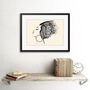 Woman Headdress Black White Sketch Wall Art Print, thumbnail 2 of 3