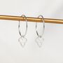 Sterling Silver Geo Flower Charm Hoops, thumbnail 1 of 2