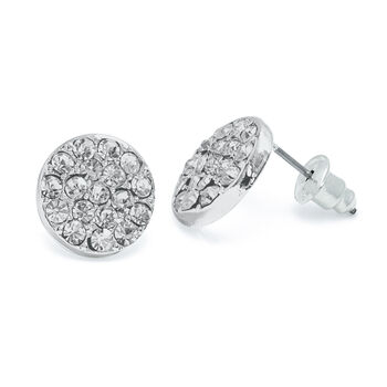 Round Crystal Silver Studs Earrings, 2 of 2