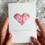 Personalised 13th Lace Anniversary Origami Heart Card, thumbnail 6 of 6