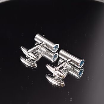 Blue Silver Hourglass Cufflinks Sand Timer Hourglass, 5 of 5