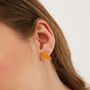 Molten Dripping Coral Amber Sterling Silver Earring, thumbnail 1 of 9