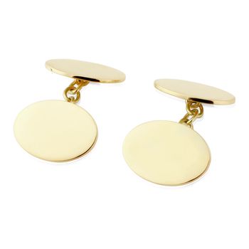 Grafton Engraved 9ct Yellow Gold Oval Cufflinks, 3 of 4