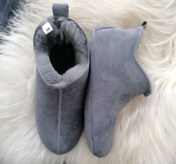 Miko Grey Luxury Sheepskin Slippers Boots, 4 of 7