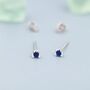 Extra Tiny 2mm Sapphire Blue Cz Stud Earrings, thumbnail 2 of 11