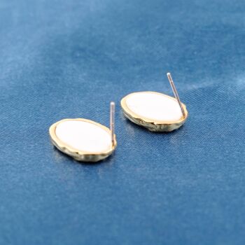 18 K Gold Plated Organic Pearl Stud Earrings, 5 of 7