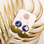 Blue Ink And Gold Foil Statement Drop Earrings, thumbnail 3 of 9