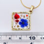 Square Pendant Necklace With Poppies And Gypsophila, thumbnail 4 of 7