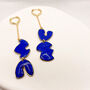 Royal Blue Abstract Statement Earrings, Clay And Resin, thumbnail 1 of 10