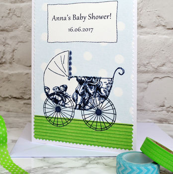 'Pram' Personalised Baby Shower Card, 5 of 6